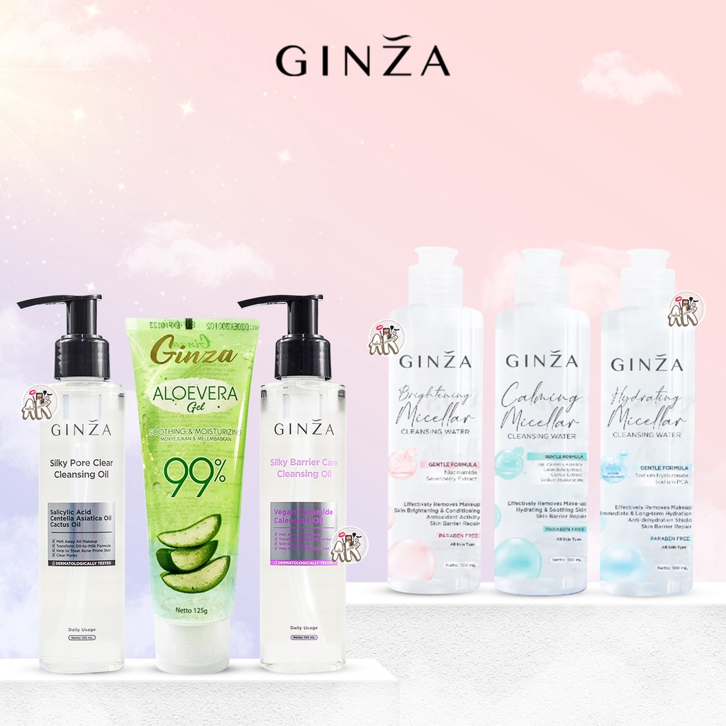 GINZA CLEANSER SERIES ( CLEANSING OIL / ALOEVERA SOOTHING GEL / MICELLAR WATER )