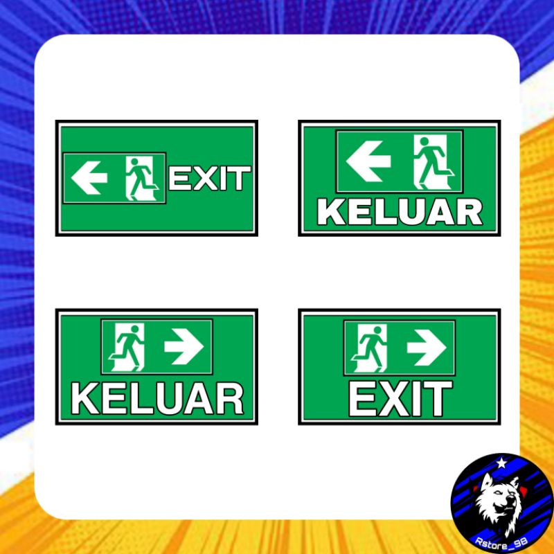 

Sticker Stiker EXIT KELUAR + LAMINASI GLOSSY