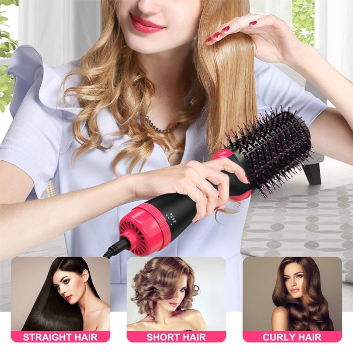 Hair Dryer Sisir Wet Brush Blow Catokan Pelurus Rambut Elektrik
