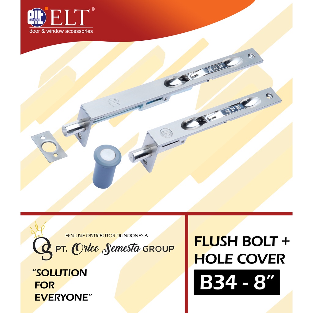 ELT FLUSH BOLT + HOLE COVER B34-8"  II  GRENDEL TANAM ELT
