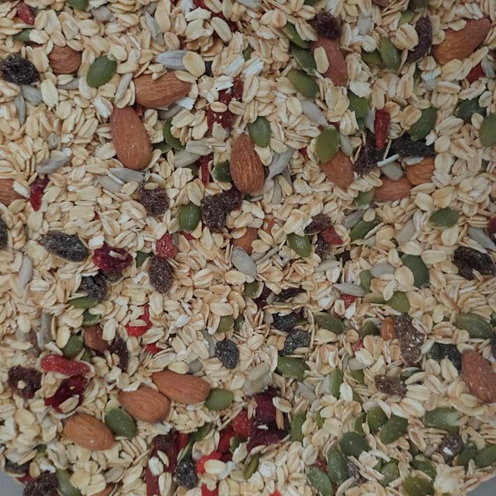 

☛ 500gr Muesli Gembira : rolled oat, sunflower, pumpkin, almond, dark raisin, cranberry & gojiberry Varian Mentah/ Roasted ☛