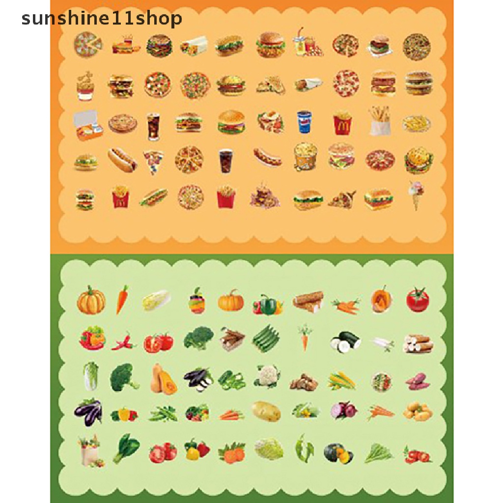 Sho 50pcs Lucu Enak Makanan Buah Minuman Hias Tahan Air Stiker Scrapbooking Aesthetics Label Diary Junk Jurnal Planner N
