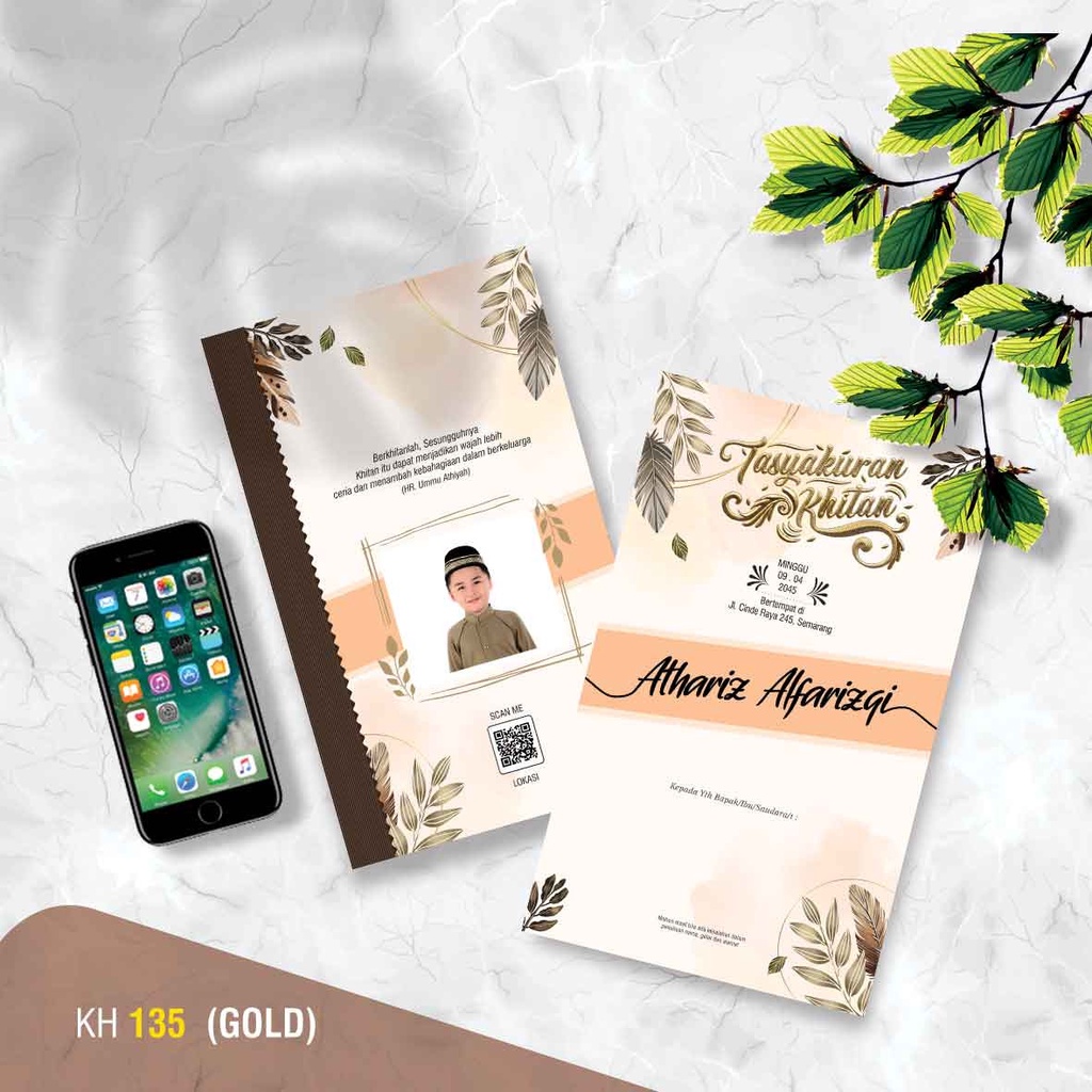 KHITAN New KH 135 GOLD Blanko Undangan | Blangko Undangan Murah