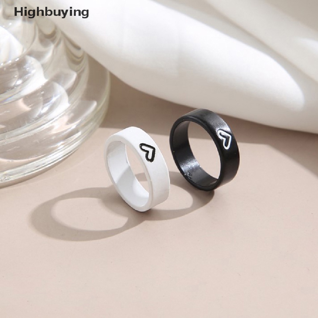 Hbid 2Pcs Cinta Hati Senada Anniversary Pasangan Stuff Rings Ins Net Merah Untuk Wanita Pria Valenes Day Aesthetic Jewelry Gift Set Glory