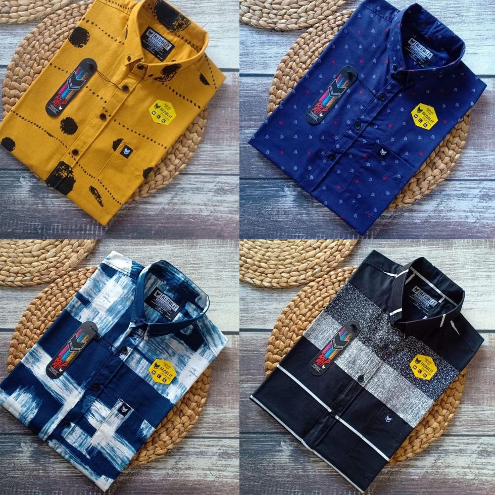 BEST SELLER Hem Pria Motif Distro Kasual Kemeja Cowok Surfing Lengan Pendek Terbaru