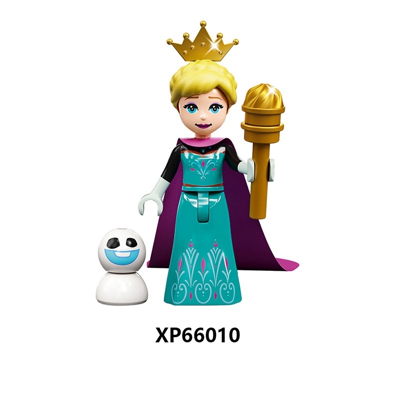 Anna Elsa Frozen Minifigures Disney Christopher Olaf Cloth Princess Series Anak Perempuan Miniatur Boneka Susun Mainan