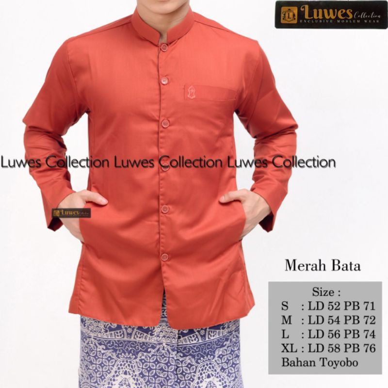 LUWES BAJU KOKO PRIA SEMI JAS AMMU WARNA MERAH BATA SEMI JAS TROMPAH LUWES AL KAFI LUWES KOKO AMMU P