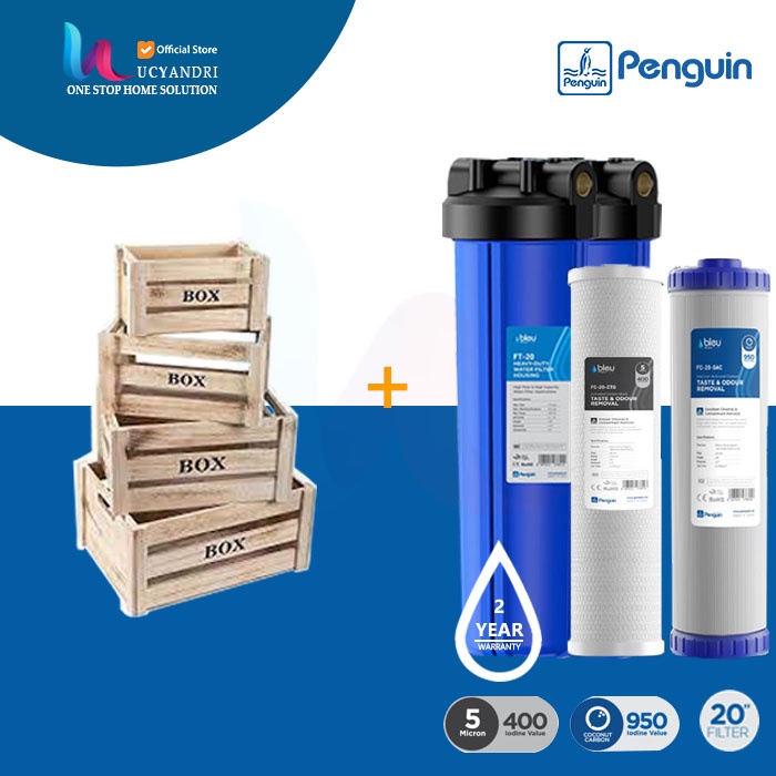 Paket Penguin FB-20 CTO + GAC Filter Kotoran Saringan &amp; Penjernih Air