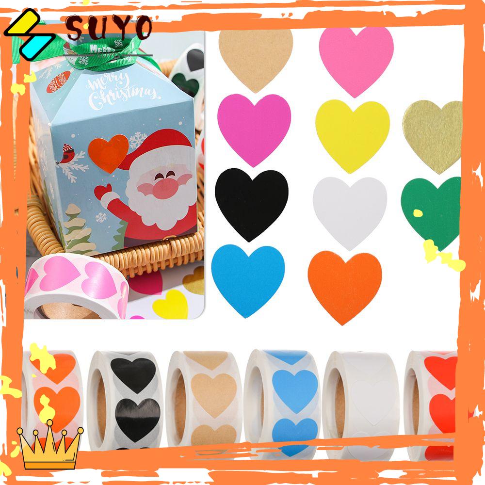 Suyo 500pcs Love Heart Shaped Cute Gift Packaging Stiker Alat Tulis
