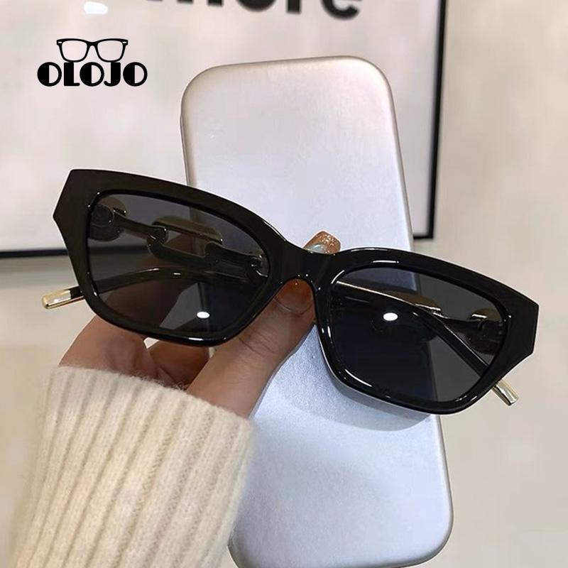 【NEW】Kepribadian Hip-hop Rantai Logam Kacamata Fashion Poligon Bingkai Kecil Jalan Foto Sunglasses