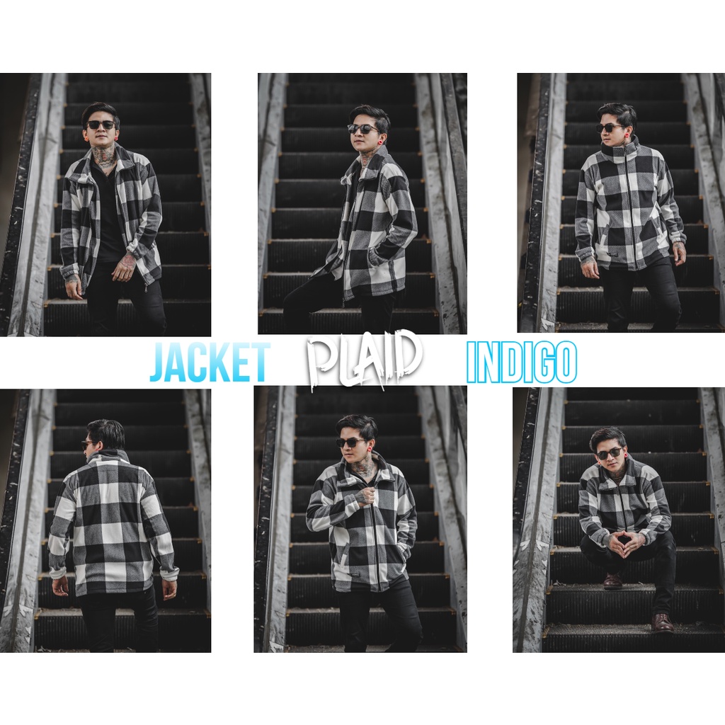 LESVO BEST SELLER - PLAID JACKET INDIGO - JAKET POLAR PRIA - PLAID JAKET - JAKET PRIA KOTAK KOTAK - 