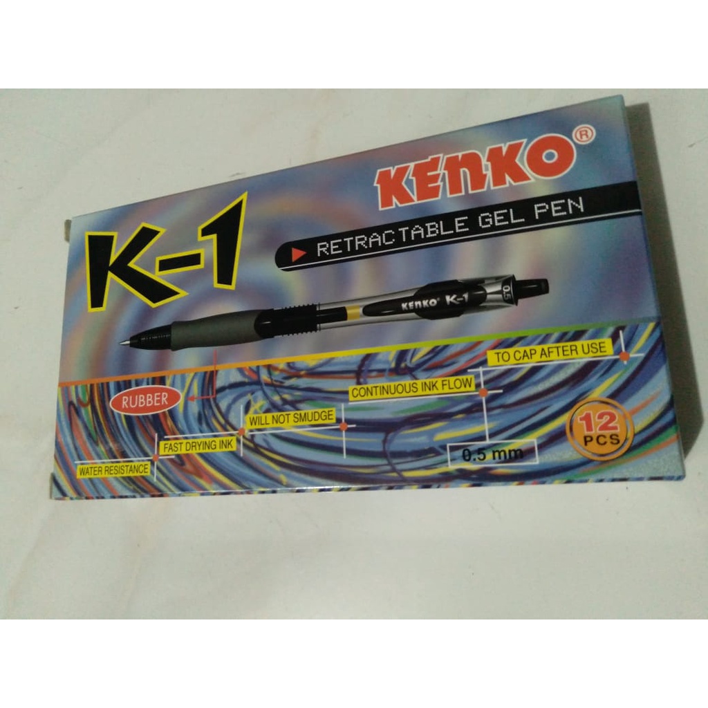 

Terlaris ✨ -Pulpen Gel Kenko K-1 0.5mm Hitam Original (1lusin)- 2.2.23