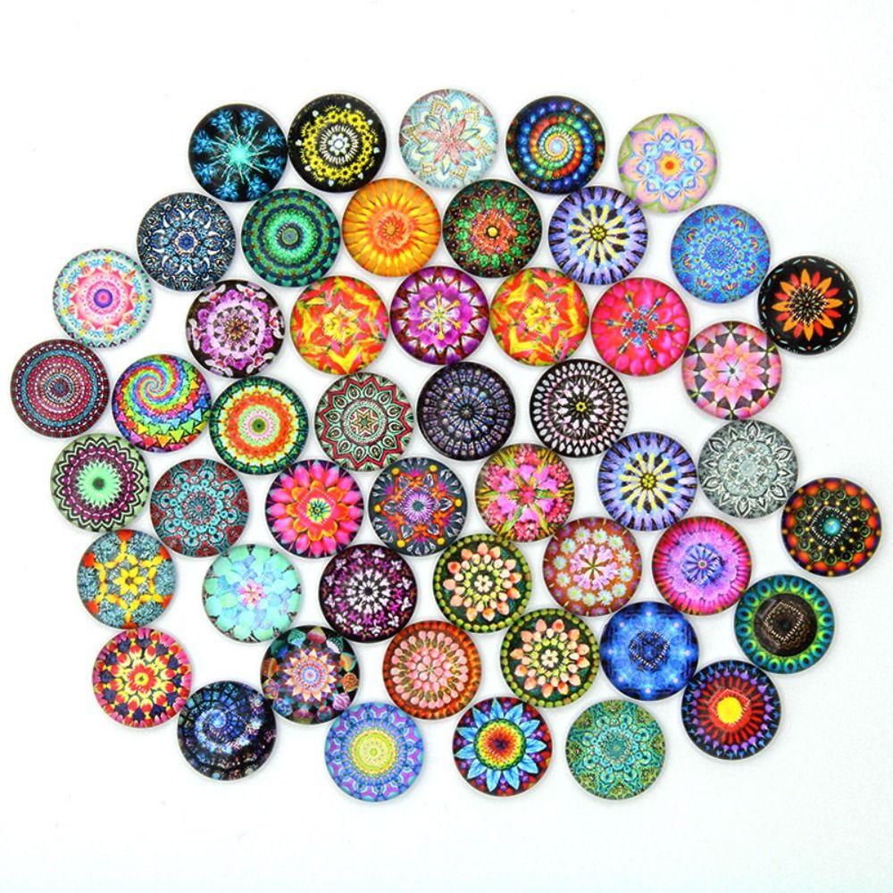 Lanfy Mosaic Tiles Kalung Colorful Round Dome Membuat Perhiasan Ornamen Cincin DIY