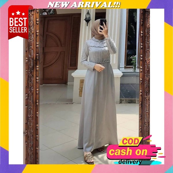 Maxi Maxy Dress Longdress Kondangan Pesta Tile Krancang Saten Duyung Ervira Gamis Wanita Terbaru 202