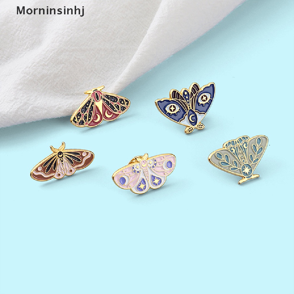 Mornin Warna Ngengat Enamel Pin Art Paing Serangga Tas Bros Kerah Lencana Kartun Perhiasan id