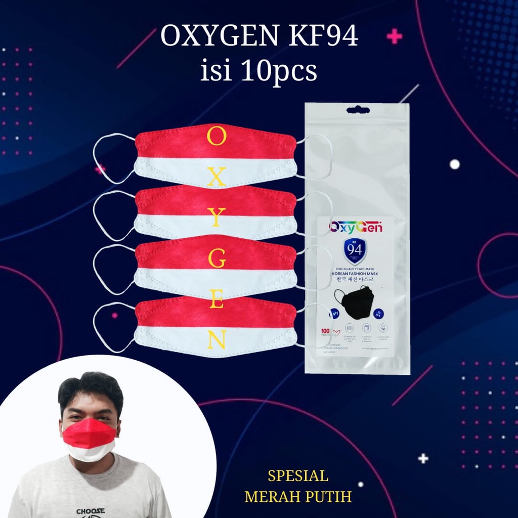Masker KF94 Oxygen 4ply Merah Putih Dewasa Bendera Indionesia