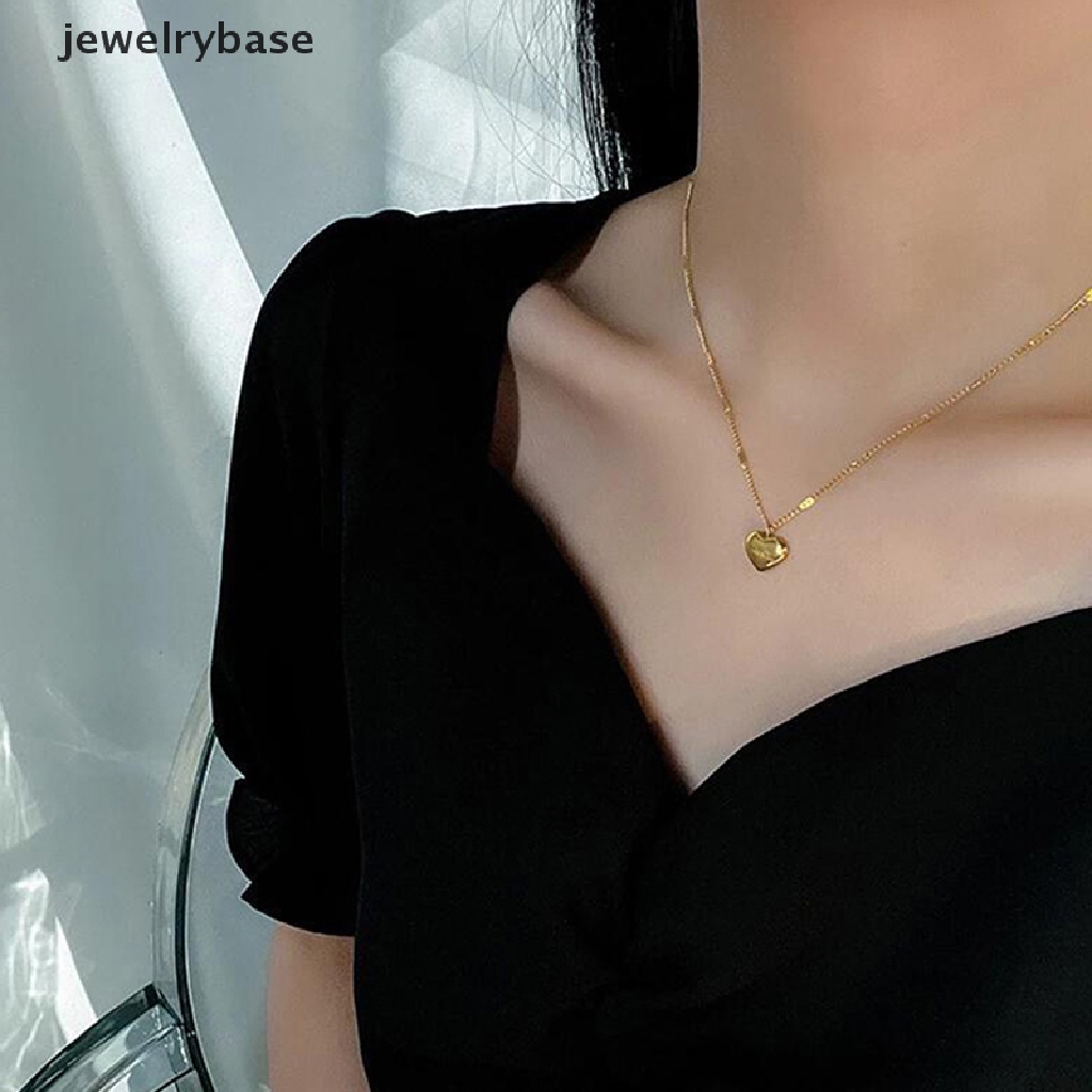 [jewelrybase] Fashion Berlapis Emas Cinta Hati Kalung Untuk Wanita Pria Liontin Gantung Rantai Choker Kalung Valene Hadiah Hari Perhiasan Butik