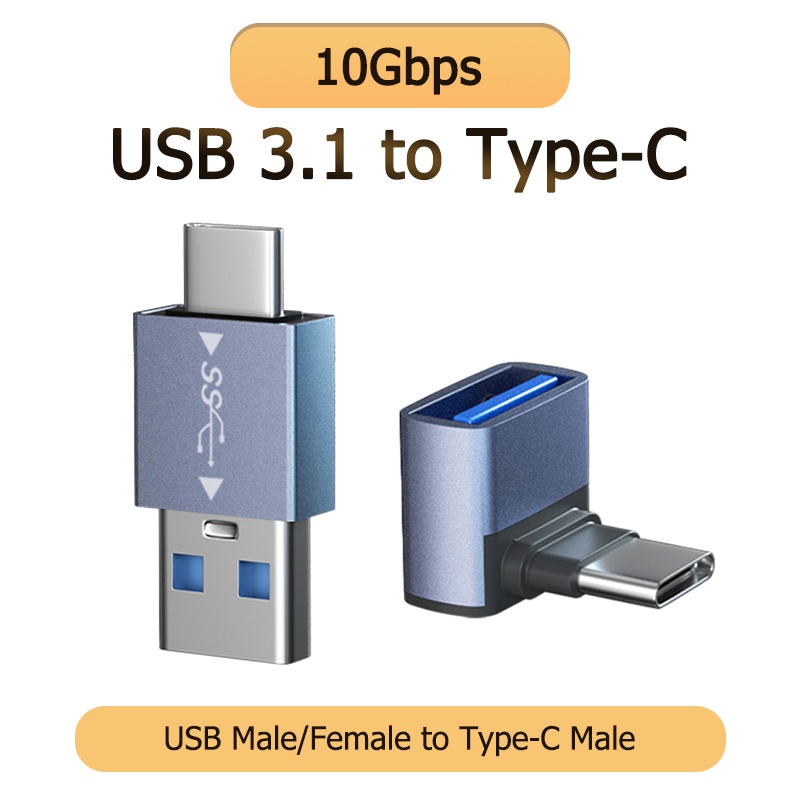 Adaptor OTG USB 3.1 Ke Tipe-C Siku 90derajat Pengisian Cepat Charger Converter USB3.1 Ke USBC Data Adapter 10Gbps Untuk Macbook Pro