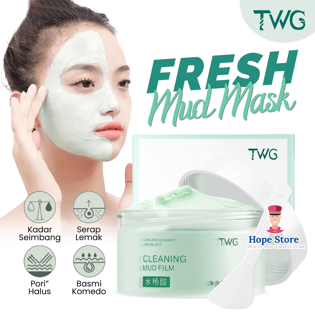 Hope Store - TWG Mugwort Mask Salicylic Acid Anti Pores &amp; Acne Clay Mask 100g