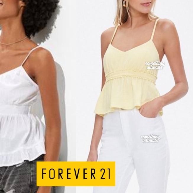 ♣ Banana Republic / Forever 21 Ruffle Babydoll Cotton Tank Top Spagetthi Straps Bodycon Sisa Export 