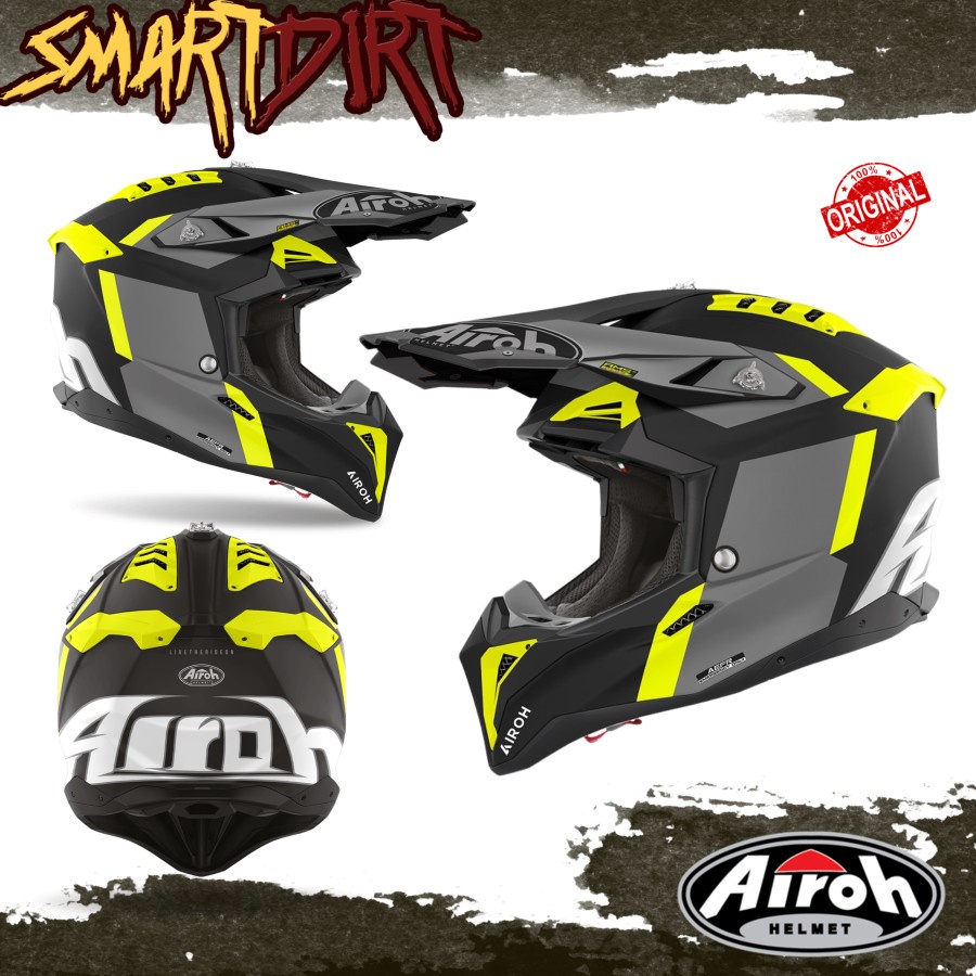 HELM CROSS AIROH AVIATOR 3 GLORY YELLOW MATT 2023 HELM TRAIL AIROH ORI