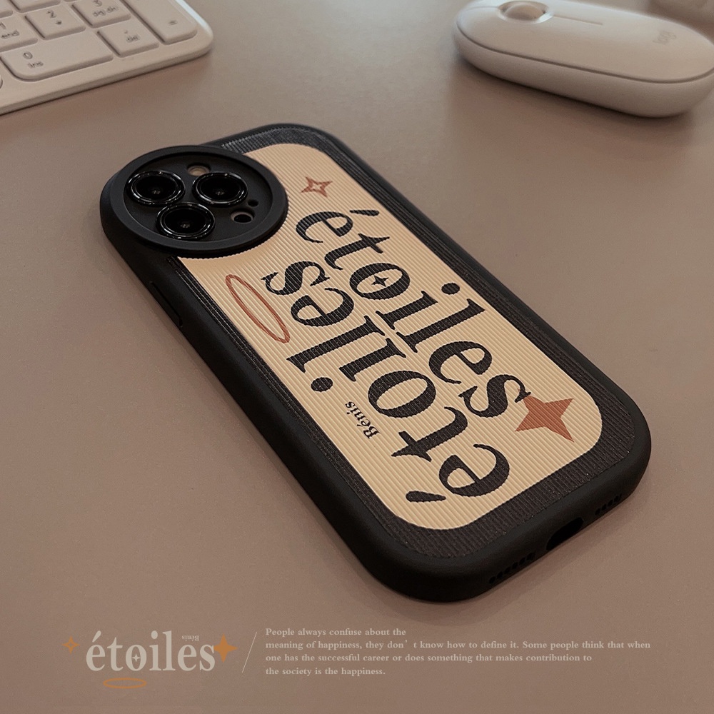 IPHONE Etoiles Casing Silikon Kulit Lembut Hitam Untuk Iphone14 11 12 13 PRO XS XR MAX Casing Cover Pelindung AT0024