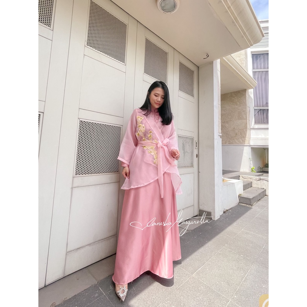 Vanesha Margaretta - 703 Dress pesta outer kimono organza - dress busui - fashion wanita