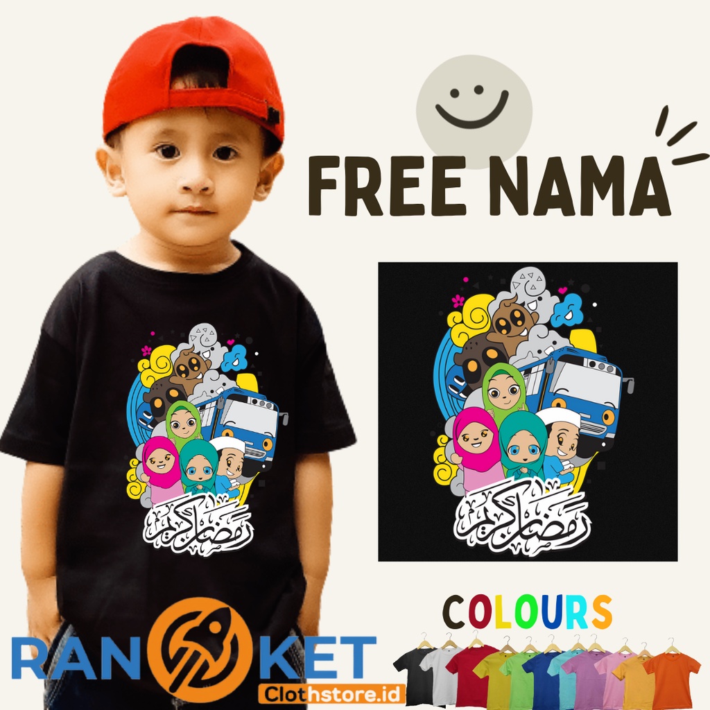 Ramadhan | Kaos Anak Muslim Kartun Ramadhan | Kaos Anak Custom | Kaos Anak Sablon DTF Laki laki dan 