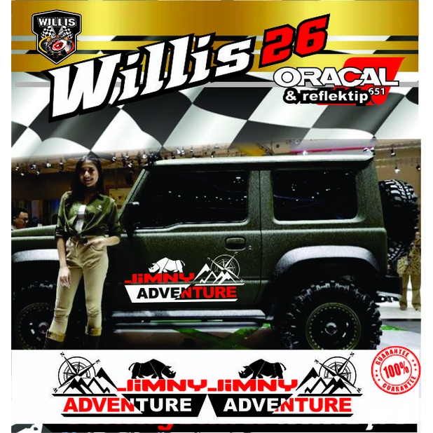 Stiker body pintu mobil badak Jeep Jimny adventure