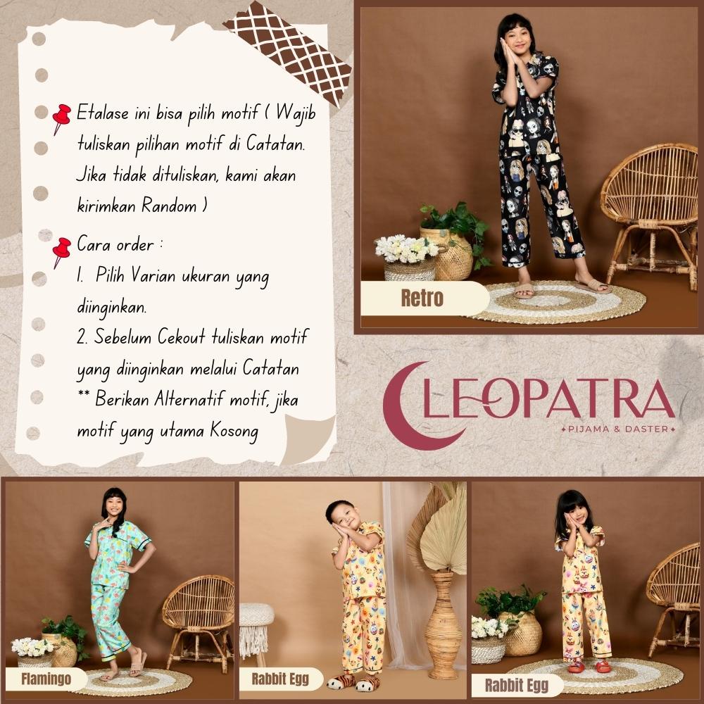 Cleopatra 1 Dewasa ( size L ) + 3 Anak Kids Piyama Combo Family / Campur Motif / Campur Ukuran / Kombo Piyama Family / Kombo Baju Tidur Keluarga ( CPL3K )