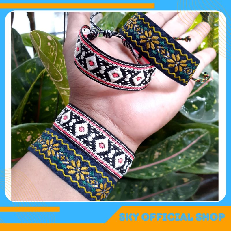 Gelang Tali Tenun Handmade Gaya Bohemian Etnik Untuk Pria Dan Wanita Prusik Paracord