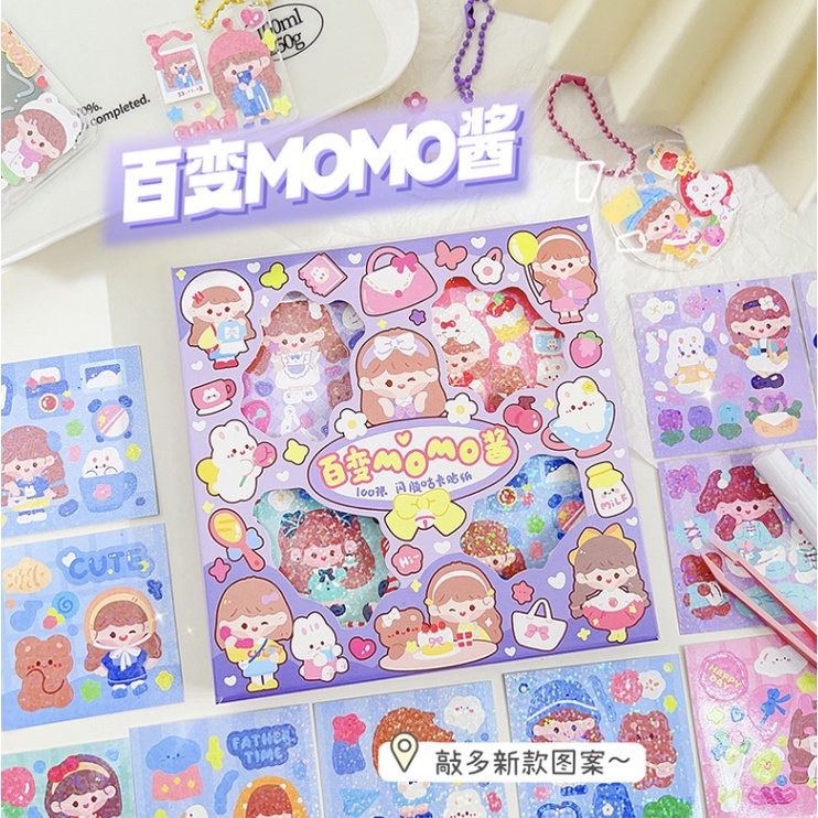 Stiker Momo 1 Box isi 100 Lembar Sticker Bling New