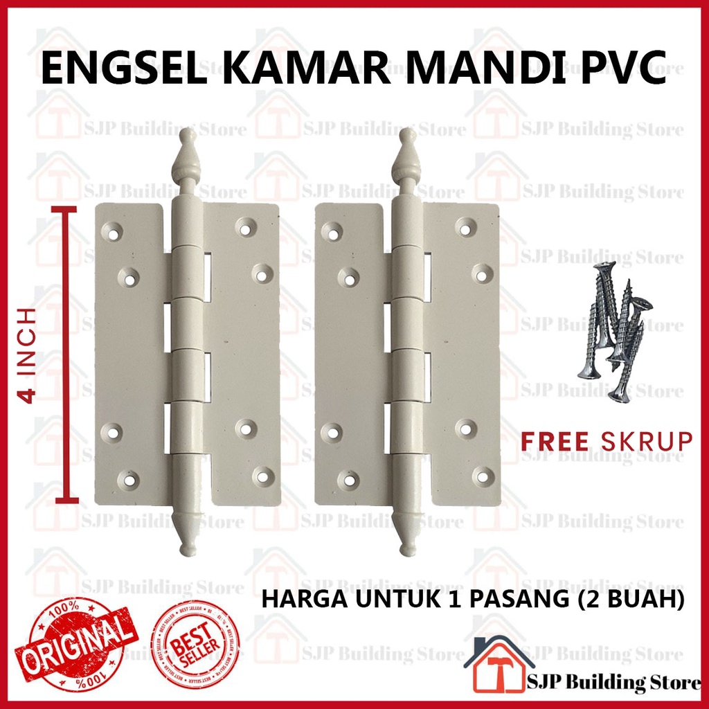 TARIKAN JENGKOL - ENGSEL PVC 4&quot; - GRENDEL PVC SLOT UTK PINTU KAMAR MANDI EKONOMIS KUAT DAN HEMAT