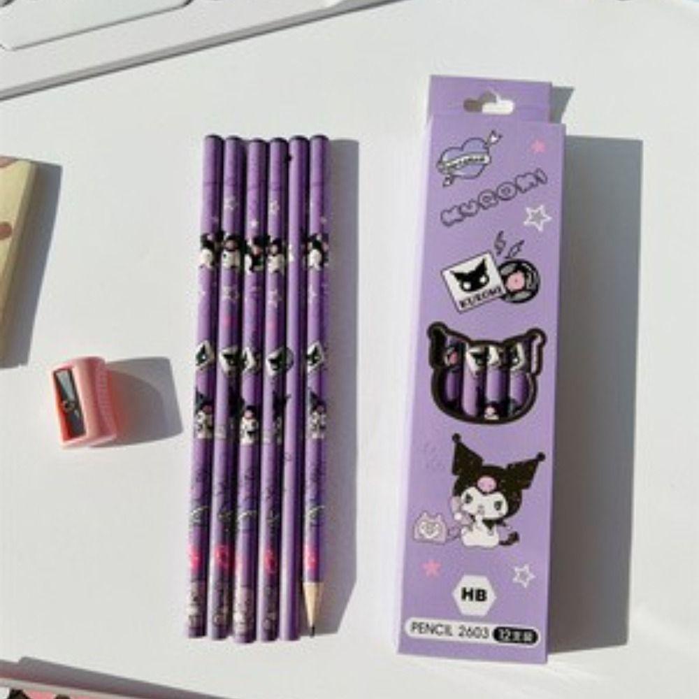 Quinton Student HB Pensil Lucu 12Pcs /Set Kuromi Perlengkapan Seni Untuk Hadiah Anak My Melody Perlengkapan Kantor Sekolah