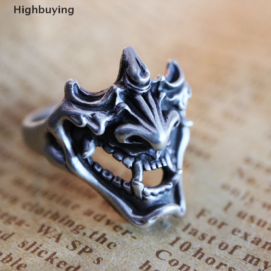 Hbid Trendy Kreatif Setan Samurai Cincin Untuk Pria Gaya Gothic Punk Terbuka Cincin Perhiasan Glory