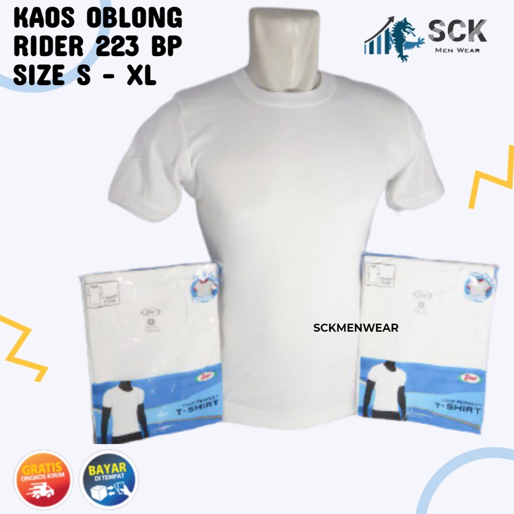 Kaos Blong RIDER 223 PUTIH BP Polos / T-Shirt Pria PUTIH POLOS HALUS / Oblong R223BP - sckmenwear GROSIR