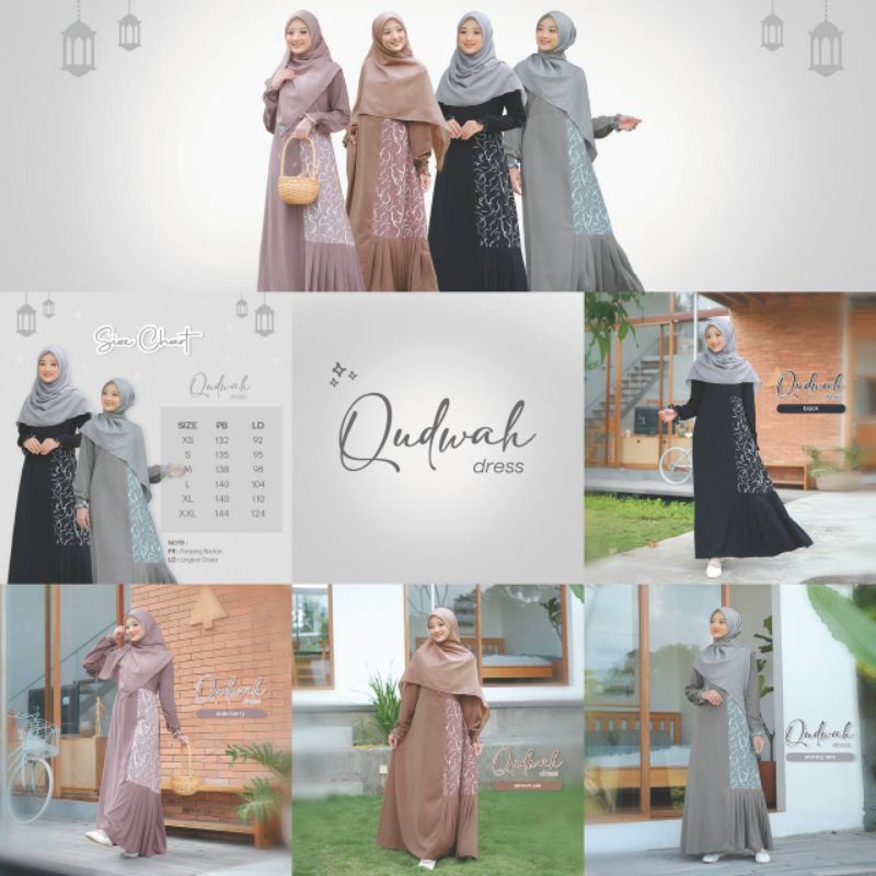 QUDWAH DRESS/ QUDWAH ABAYA BUSUI RESLETING DEPAN BY SILMEE INDONESIA