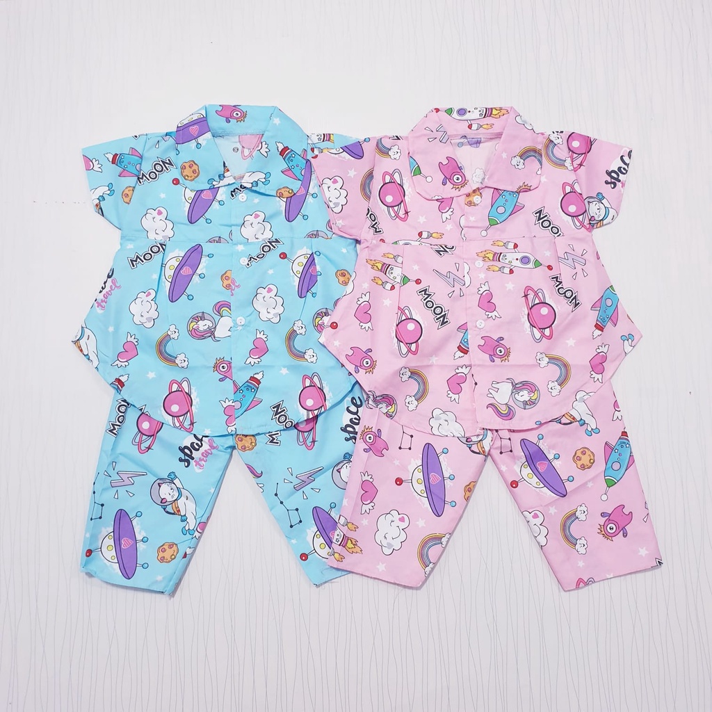 COD Baju Tidur Anak Perempuan Motif Gambar Usia 0-12 Bulan Baby Alicia