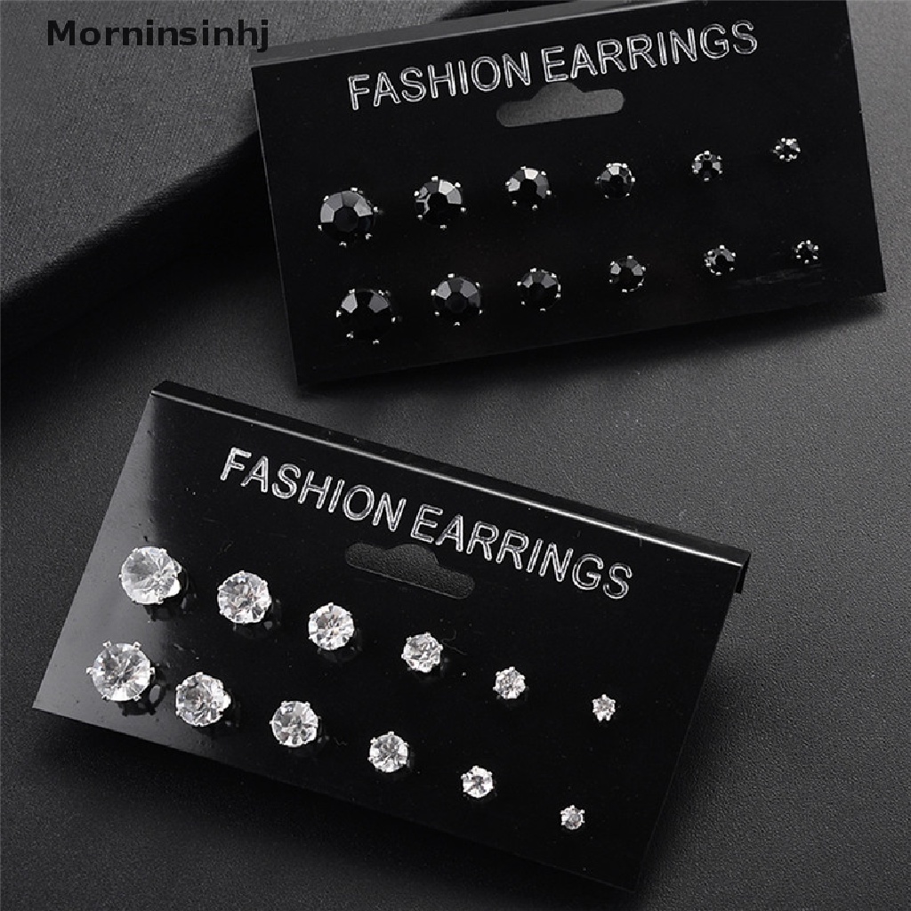 Mornin 6/12pasang Kristal Berlian Imitasi Ear Stud Earrings Anting Pernikahan Perhiasan Hadiah id