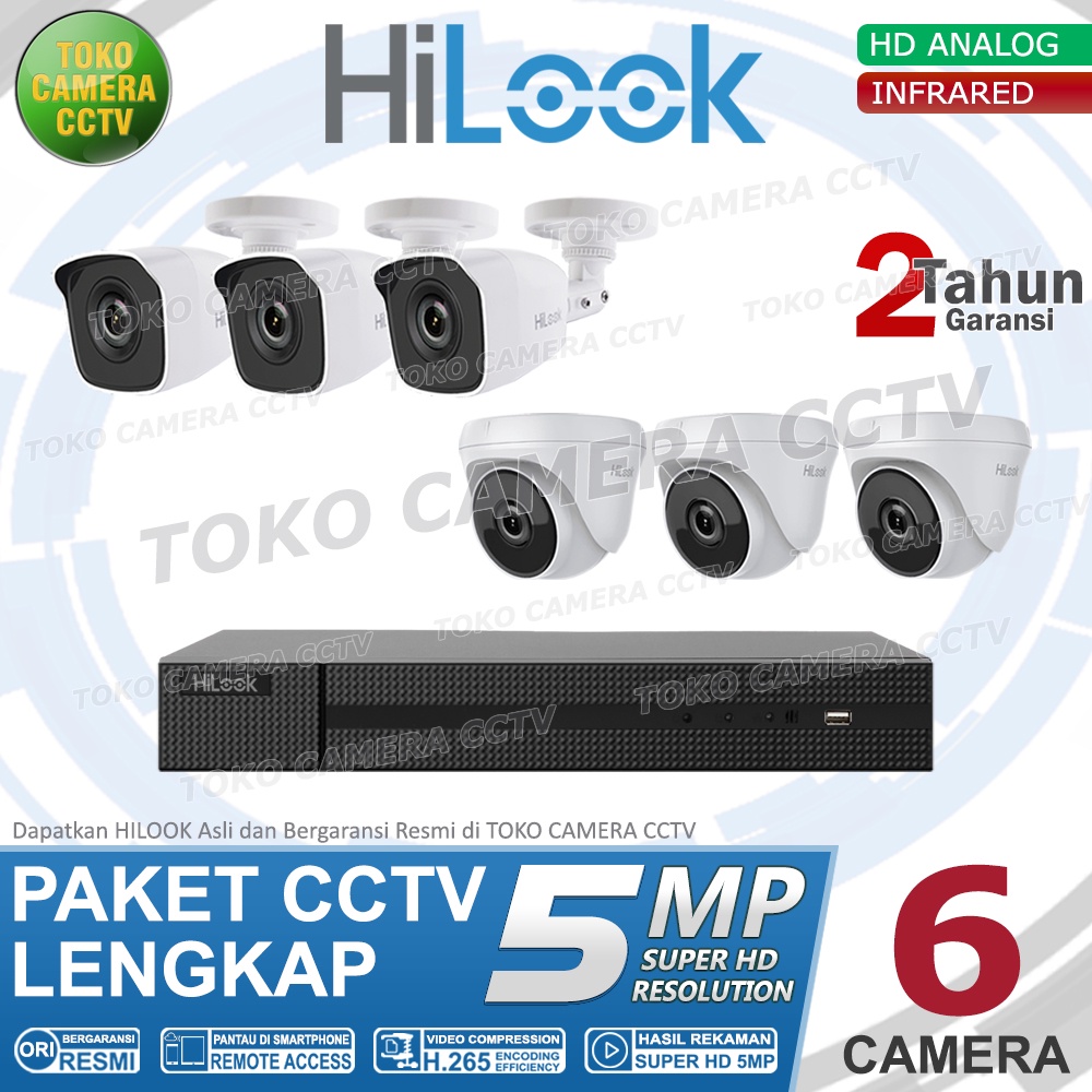 PAKET CCTV HILOOK 5MP 8 CHANNEL 6CAMERA