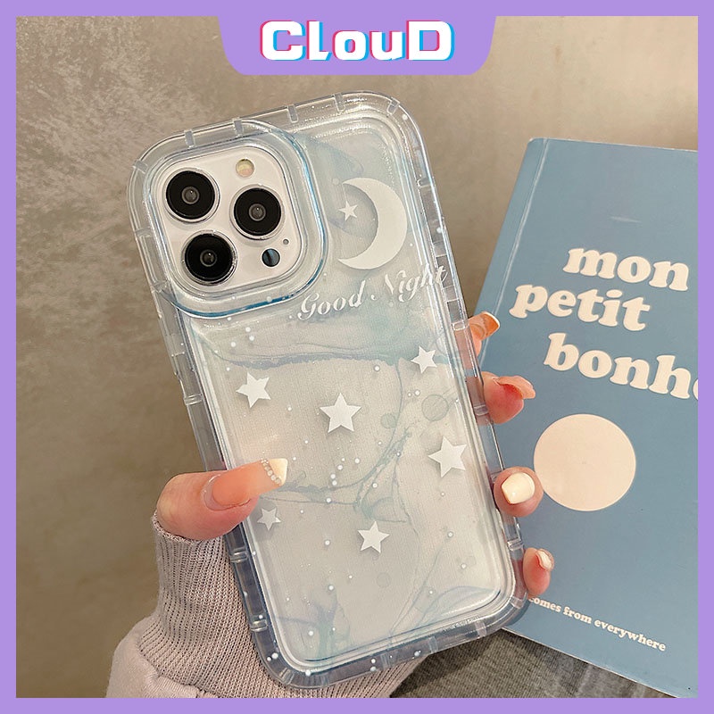 Casing Tpu Lembut Pasangan Bening Kompatibel Untuk iPhone 11 Pro Max7 8 6s 6 Plus 13 11 12 14 Pro Max X XR XS Max Fantasi Langit Berbintang Shockproof Gradiasi Bintang Bulan Penutup Belakang