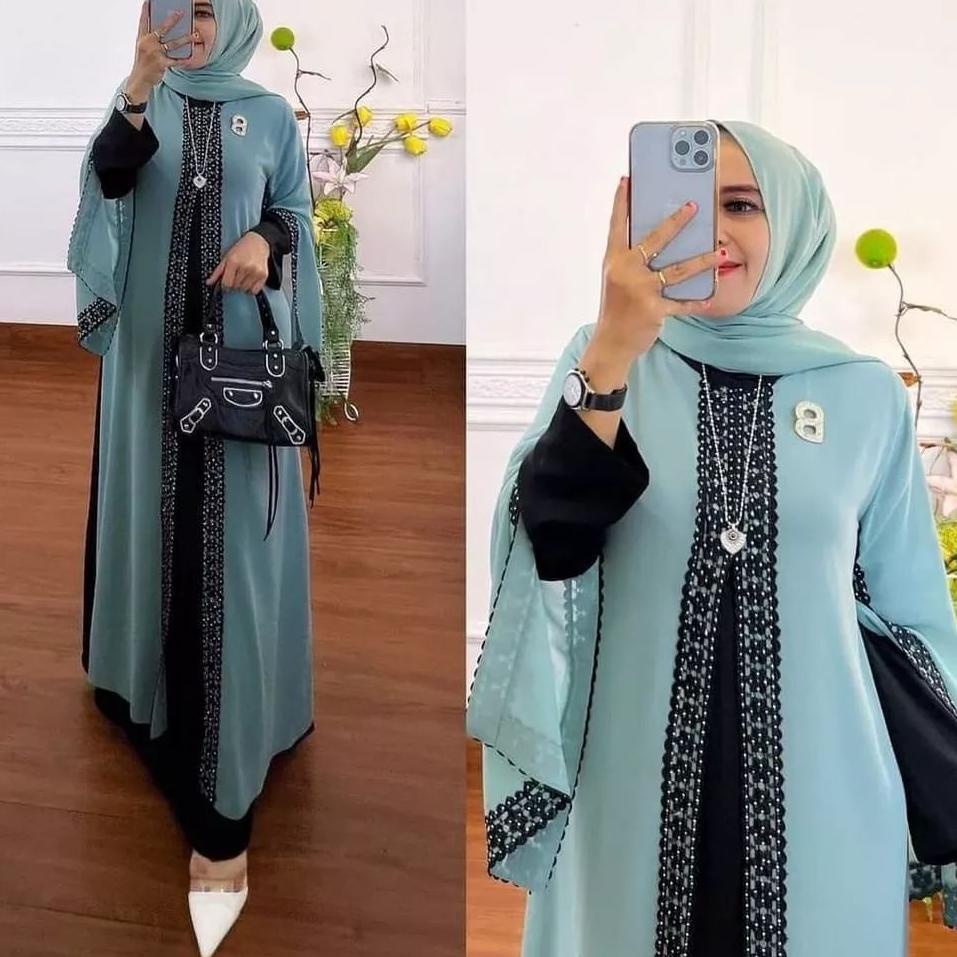 Paling Diminati Nisa Arabian Abaya / Dress Ceruty Babydoll Terbaru Aplikasi Renda Full / Pakaian Mus