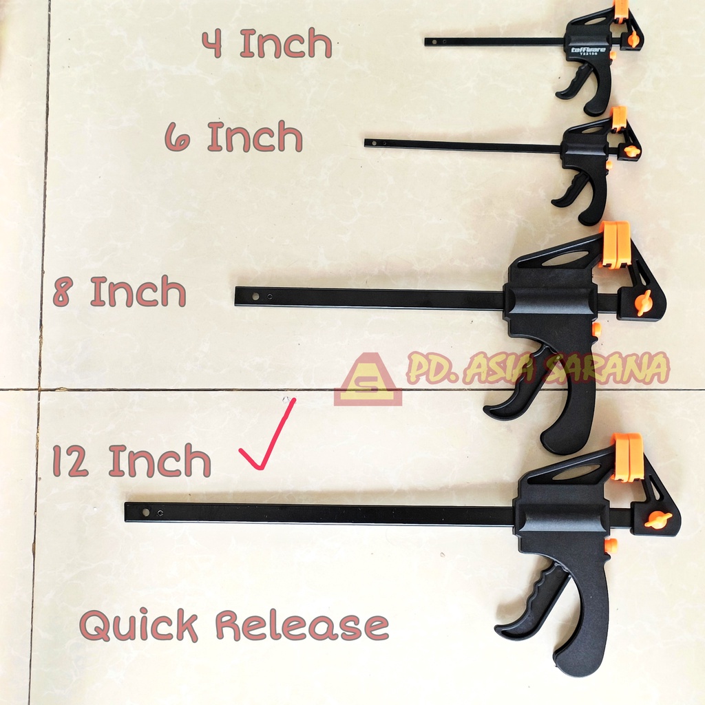 F Bar Clamp 12" Inch Quick Release 30cm Klem Catok Jepit Kayu Kaca T21