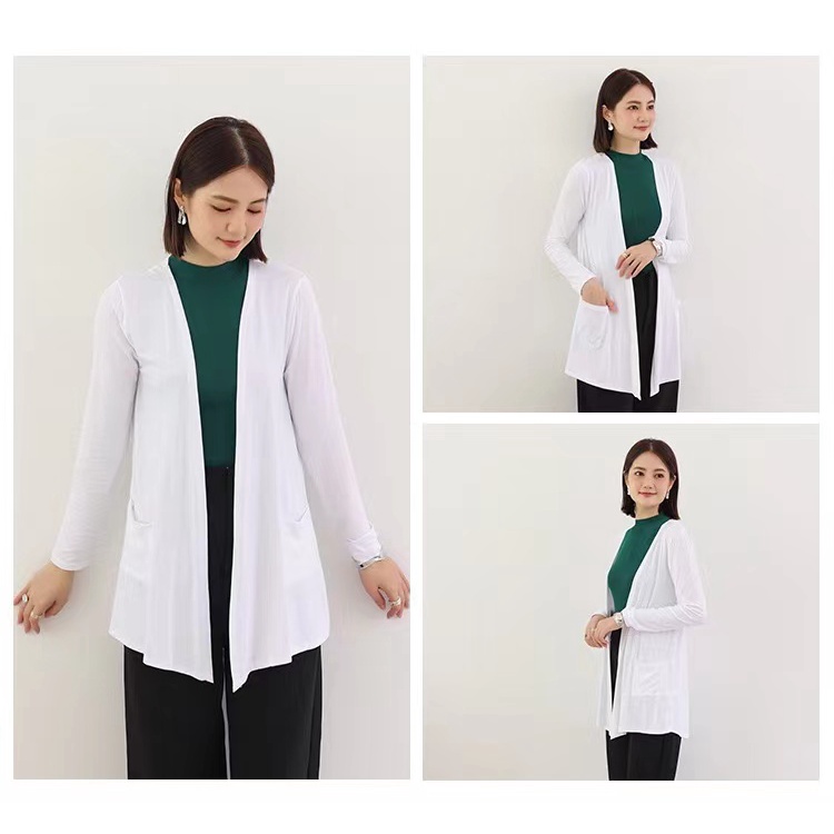 Katun Cardigan Wanita Lengan Panjang Longgar Solid Outwear