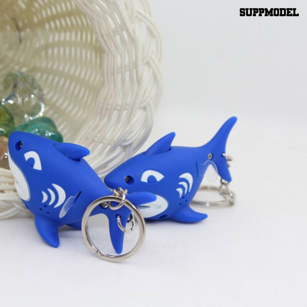 [SM] Hiu Animal Pendant Lampu LED Suara Mini Torch Gantungan Kunci Tempat Kunci Tas Ornamen
