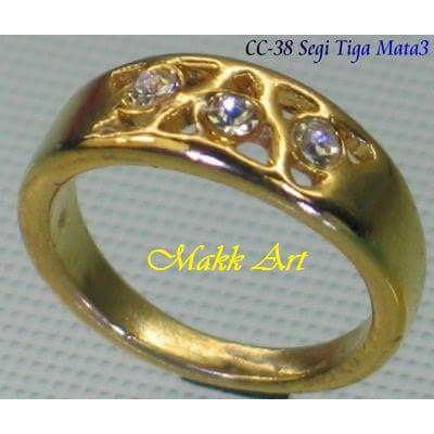 cincin Cor imitasi  CC-38A/S ,cincin Segi 3 mata 3 kuning dan suasa lusinan