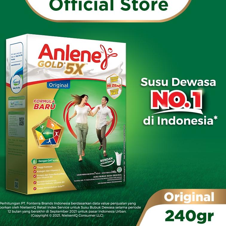 

【flashϟsale】 Anlene Gold 5X Susu Bubuk Dewasa Original 240g - Nutrisi Tinggi Kalsium Untuk Tulang, Sendi, dan Otot