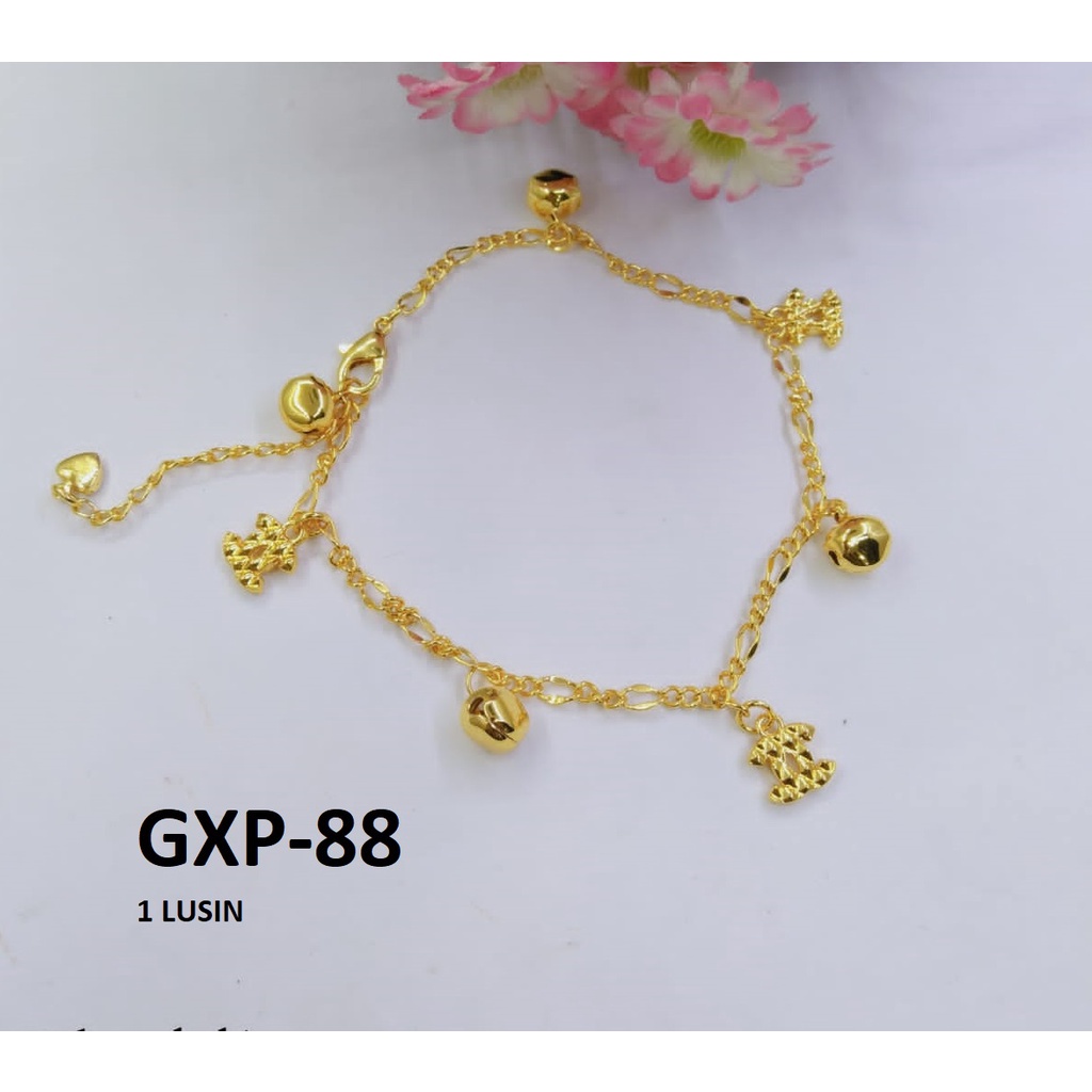 [1 LUSIN ISI 12] GELANG XP RANTAI EMAS GOLD LONCENG BULAT II TERMURAH / DUNIA GELANG TERBARU