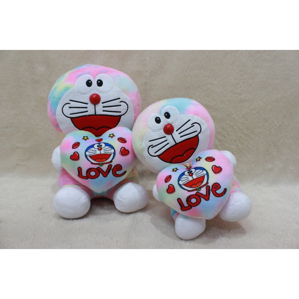 Dreamtoys96 Boneka Doraemon Love Printing Warna Warni Pelangi Lucu