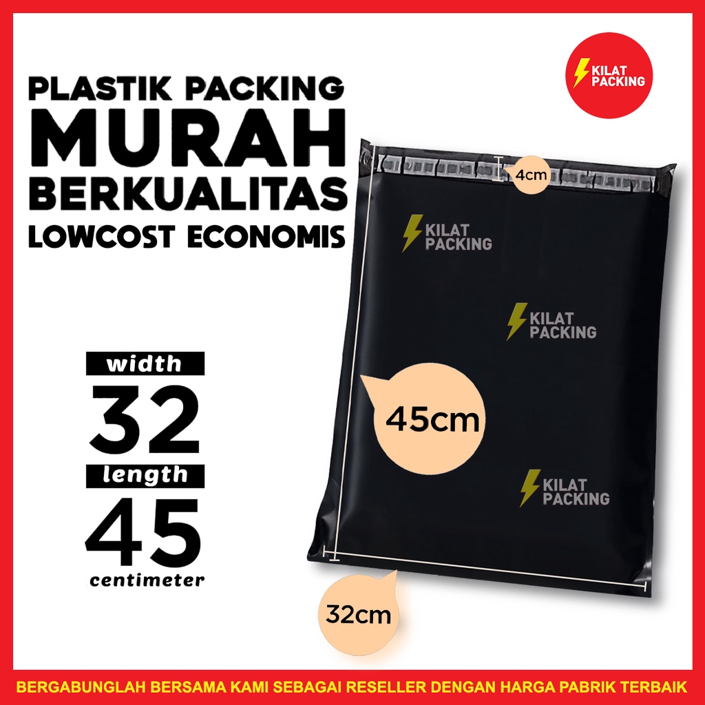 

Polymailer Low Cost Ekonomis Plastik Amplop Packaging Olshop Hitam 32x45cm